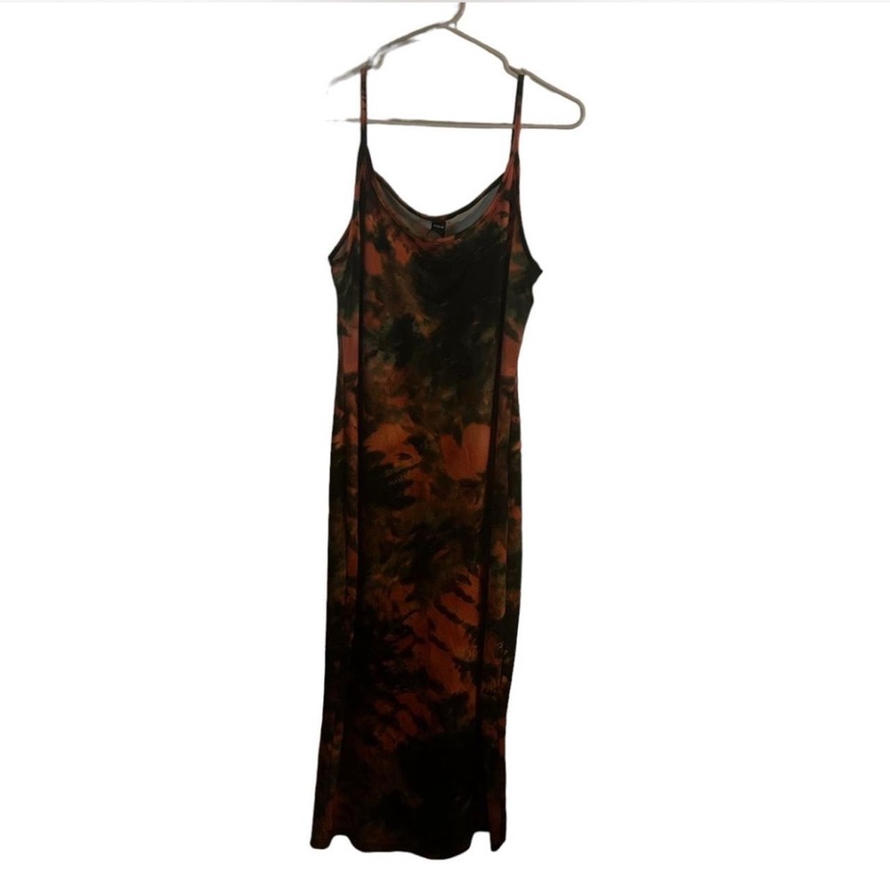 Orange and black tie-dye body con dress #tie-dye